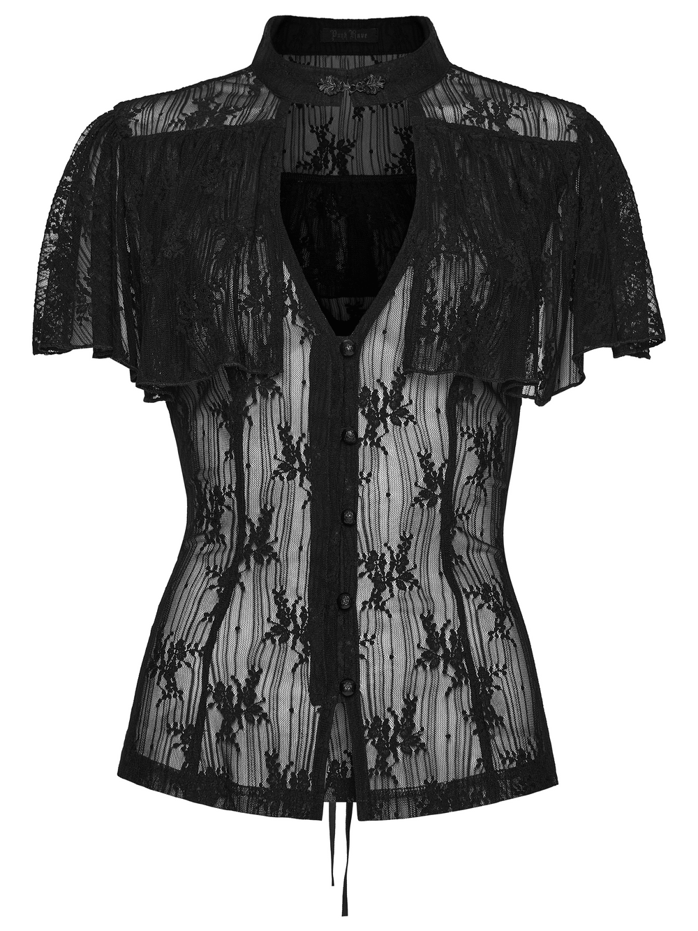 Women's Sheer Gothic Lace Up Waist Blouse Top