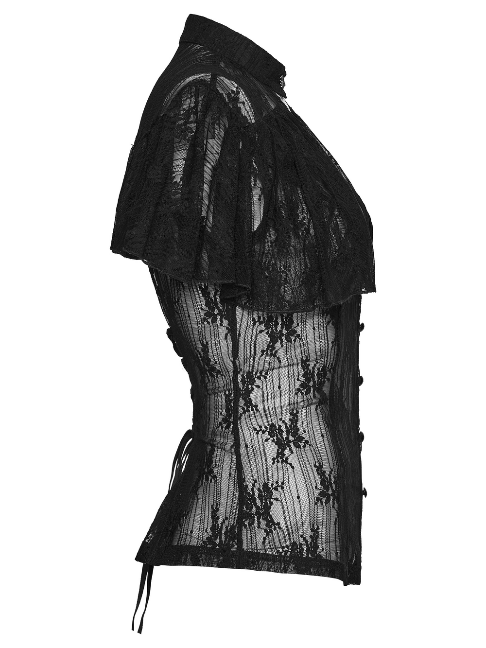 Women's Sheer Gothic Lace Up Waist Blouse Top