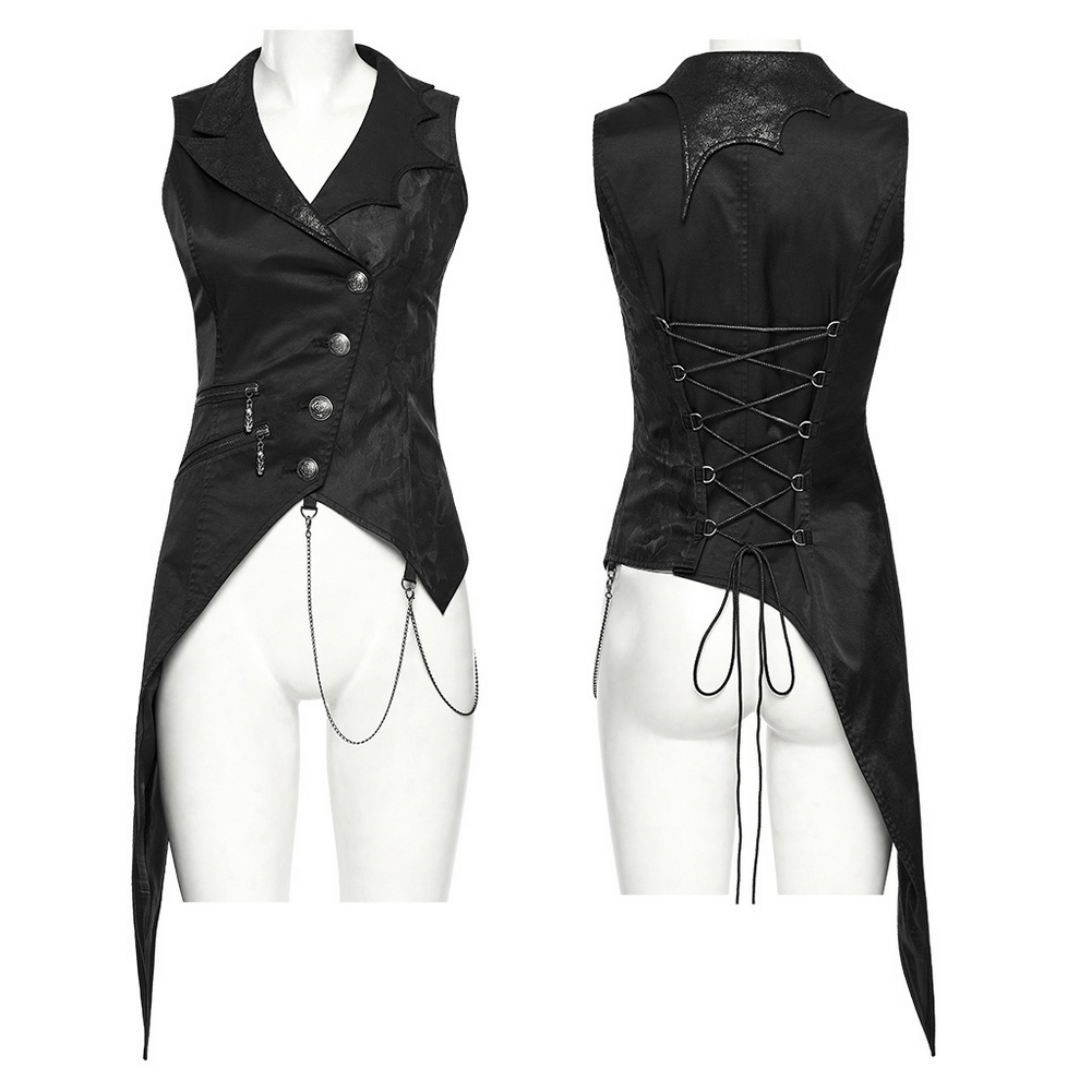 Women's Steampunk Asymmetric Waistcoat with Chain Detail