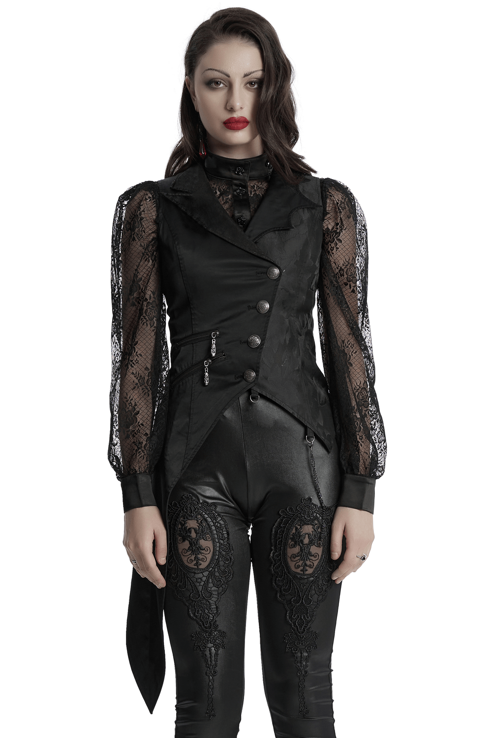 Women's Steampunk Asymmetric Waistcoat with Chain Detail