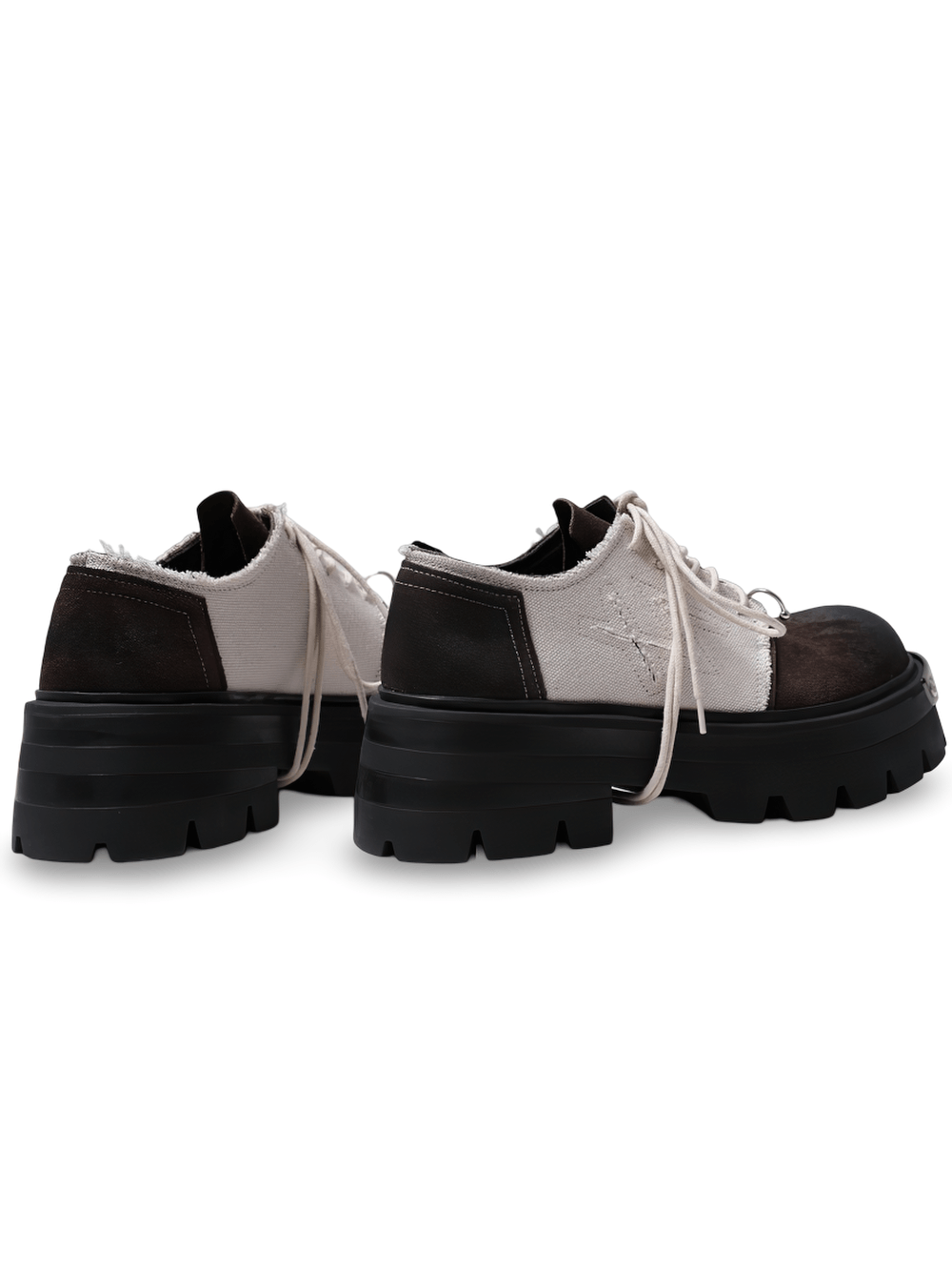 Women's Two-Tone Grunge Derby Shoes with Heavy Platforms