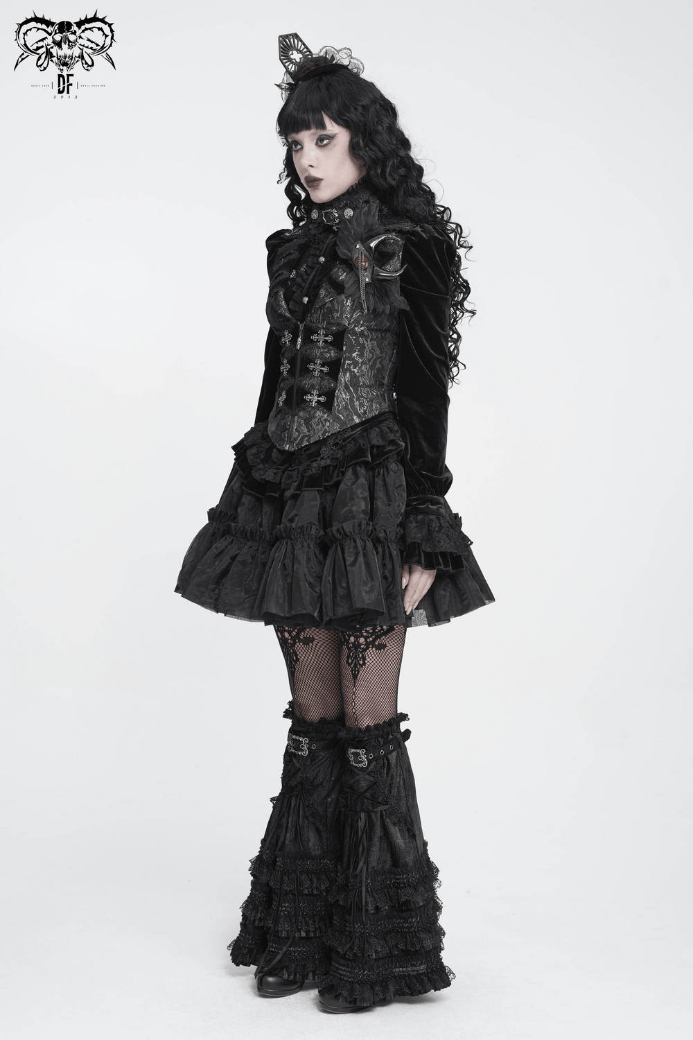 Women's Victorian Brocade Waistcoat with Cross Details