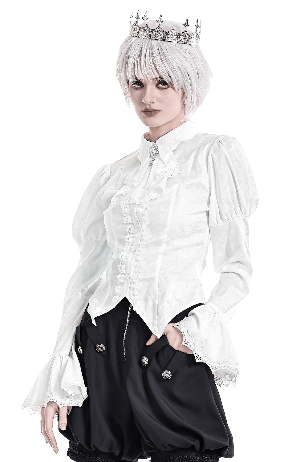 Women's Victorian Gothic Blouse with Corset Lace-Up Back