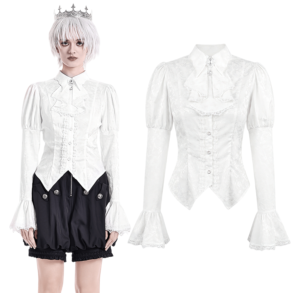 Women's Victorian Gothic Blouse with Corset Lace-Up Back
