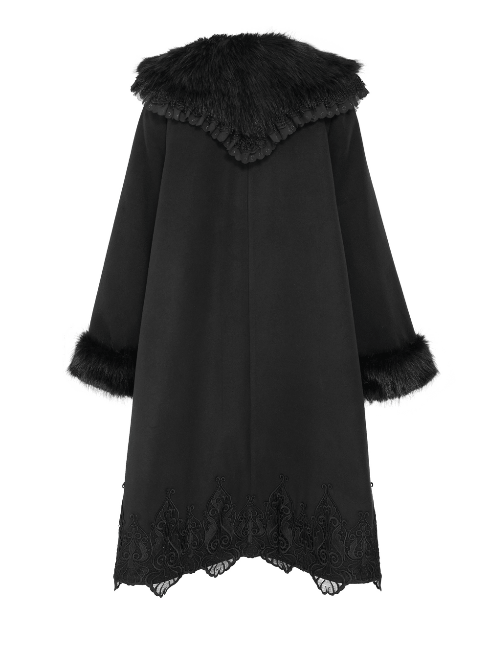 Women's Victorian Gothic Faux Fur Trim Long Coat