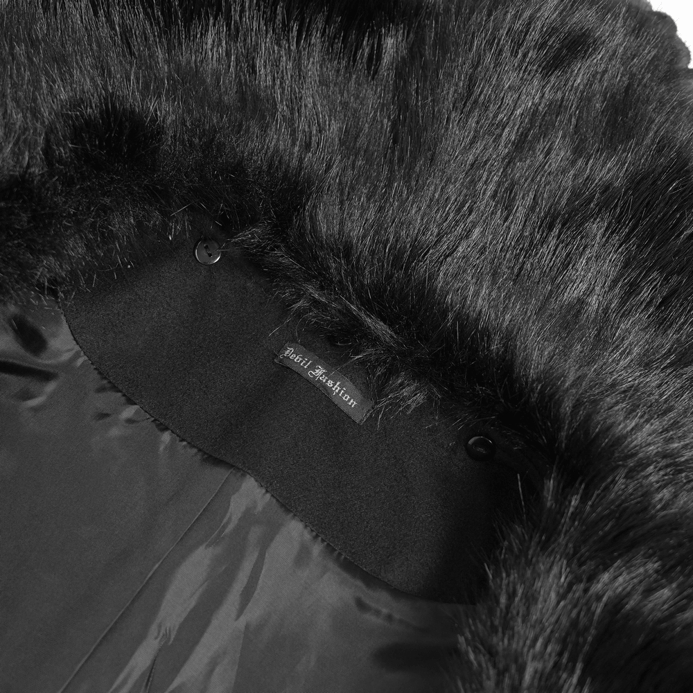 Women's Victorian Gothic Faux Fur Trim Long Coat