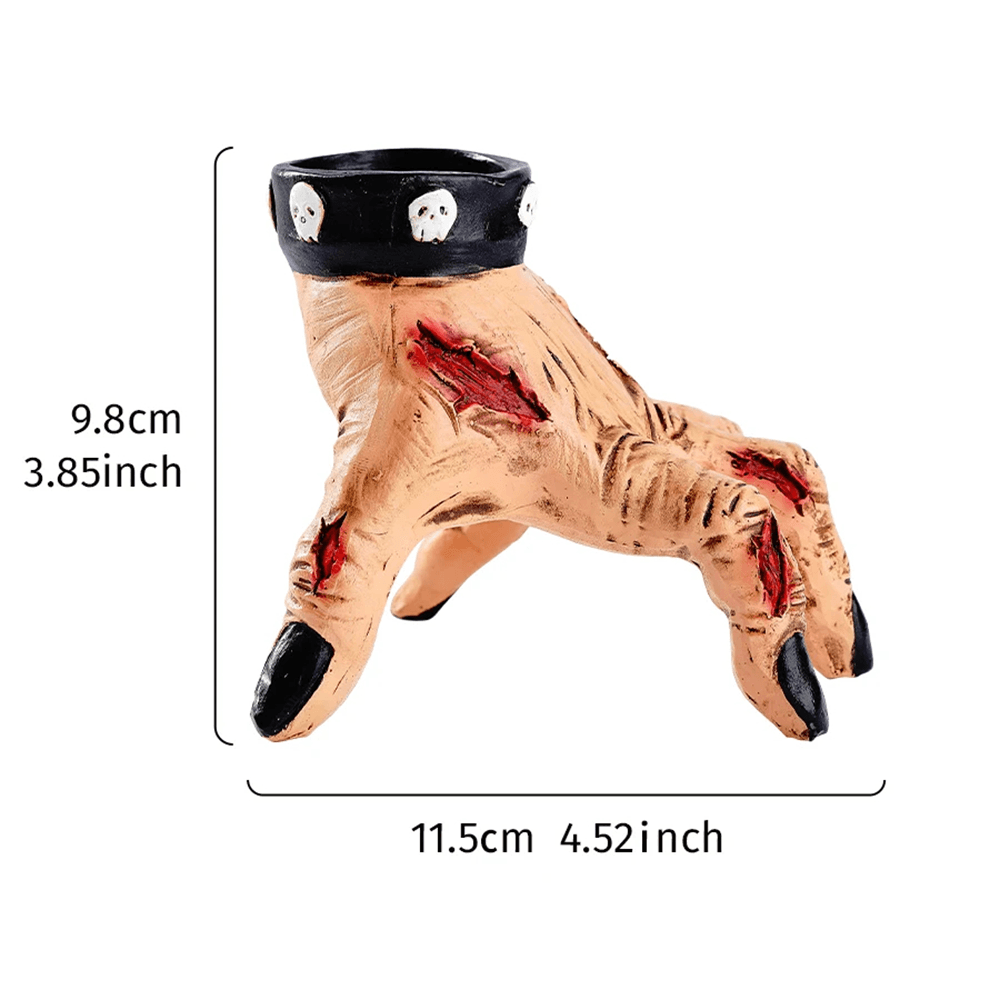 Zombie Hand Candle Holder with Gothic Skull Cuff